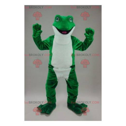 Velmi realistický maskot zelené a bílé žáby - Redbrokoly.com