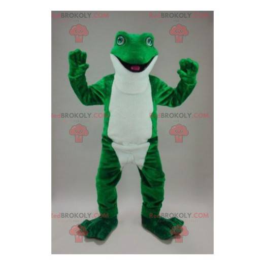 Very realistic green and white frog mascot - Redbrokoly.com