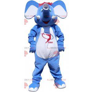 Mascota elefante azul y blanco con pelo rojo - Redbrokoly.com