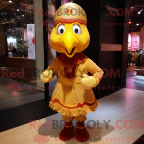 Fantasia de mascote de peru dourado com blusa e gorros - Mascotes da Turquia - REBROKO_212634 - RedBrokoly.com