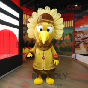Fantasia de mascote de peru dourado com blusa e gorros - Mascotes da Turquia - REBROKO_212635 - RedBrokoly.com