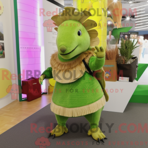 Limegrøn bæltedyr maskot...