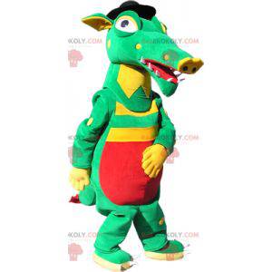 Grønn gul og rød krokodille maskot - Redbrokoly.com