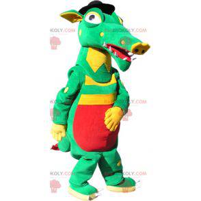 Grønn gul og rød krokodille maskot - Redbrokoly.com