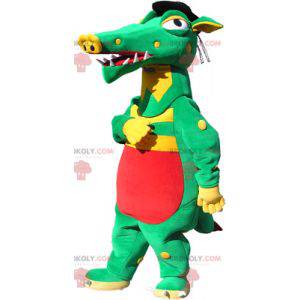 Mascotte de crocodile vert jaune et rouge - Redbrokoly.com