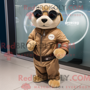 Tan Seal maskot kostume...