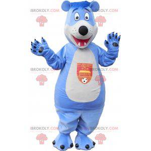 Mascota del oso de peluche azul y blanco - Redbrokoly.com