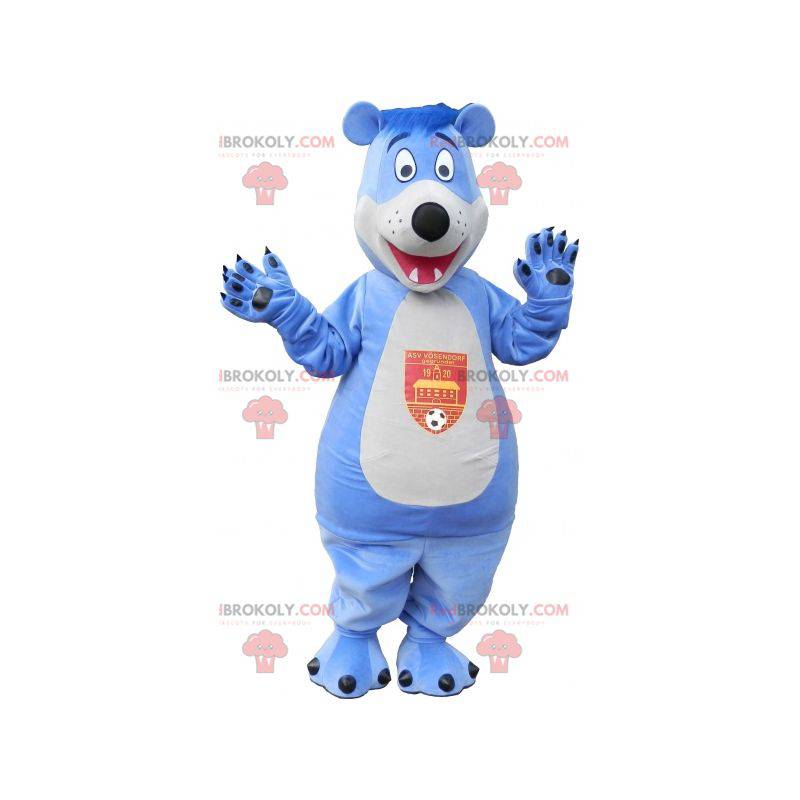 Blaues und weißes Teddybärmaskottchen - Redbrokoly.com