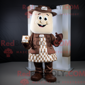 Fantasia de mascote Barras de chocolate bege com macacão e cintos - Mascotes de barras de chocolate - RedBrokoly.com