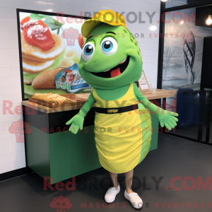 Grøn Fish And Chips maskot...
