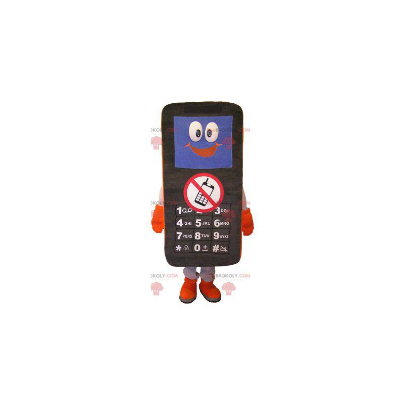 Mascote de celular preto, branco e laranja - Redbrokoly.com