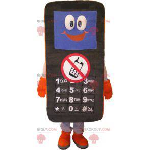 Sort, hvid og orange mobiltelefon maskot - Redbrokoly.com