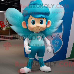 Cyan Cupid maskot kostume...