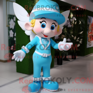 Cyan Cupid maskot kostume...