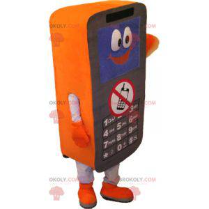 Sort, hvid og orange mobiltelefon maskot - Redbrokoly.com
