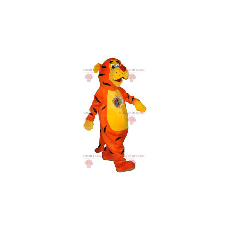 Orange gul og sort realistisk tigermaskot - Redbrokoly.com