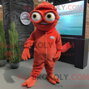 Rode zalm mascottekostuum...