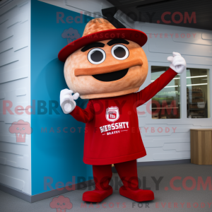 Red Bagels mascot costume...