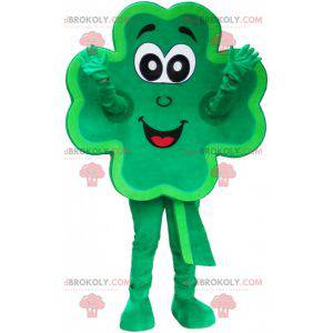 Green 4 leaf clover mascot smiling - Redbrokoly.com