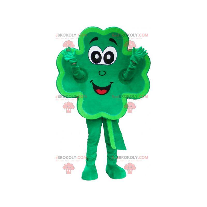 Mascota verde trébol de 4 hojas sonriendo - Redbrokoly.com