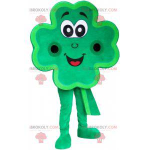 Mascotte de trèfle à 4 feuilles vert souriant - Redbrokoly.com