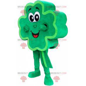 Mascotte de trèfle à 4 feuilles vert souriant - Redbrokoly.com