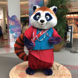 Blå Rød Panda maskot drakt...