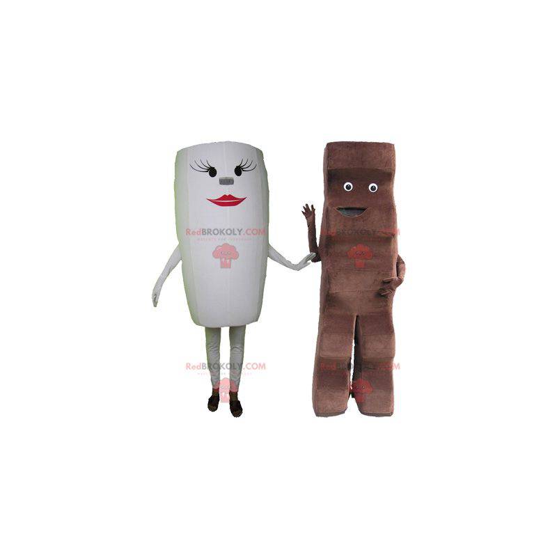 Chocolate bar and a big drop of milk 2 mascots - Redbrokoly.com