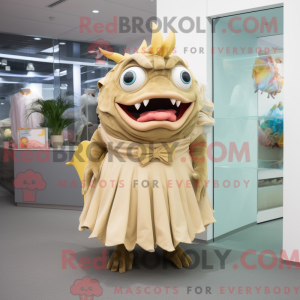 Beige Piranha maskot...
