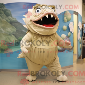 Beige Piranha maskot...