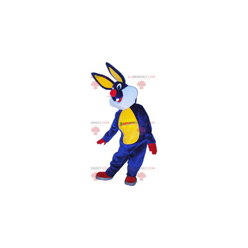 Blue and yellow plush rabbit mascot - Redbrokoly.com