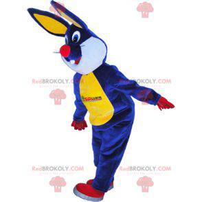Mascotte de lapin en peluche bleu et jaune - Redbrokoly.com