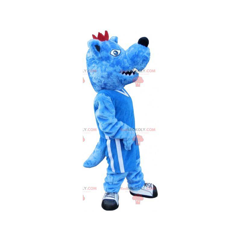 Modré a bílé psí maskot. Modré zvířecí maskot - Redbrokoly.com