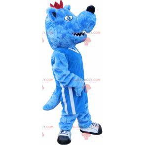 Blå og hvit hundemaskot. Blå dyremaskot - Redbrokoly.com