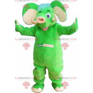 Mascotte elefante verde appariscente - Redbrokoly.com