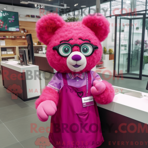 Magenta bjørnemaskotkostyme...