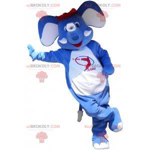 Blaues Elefantenmaskottchen mit roten Haaren - Redbrokoly.com