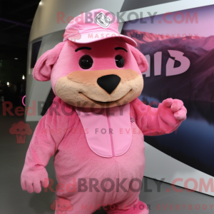 Rosa Bever-maskotdraktfigur...