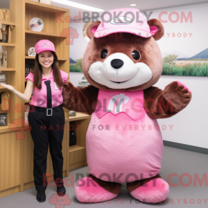 Pink Beaver mascottekostuum...