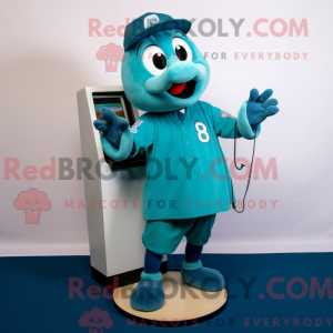 Teal Phone-mascottekostuum...
