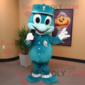 Teal Phone maskot kostume...