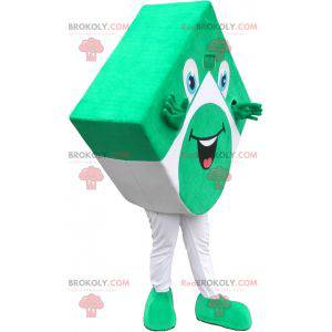 Mascote quadrado verde e branco parece divertido -