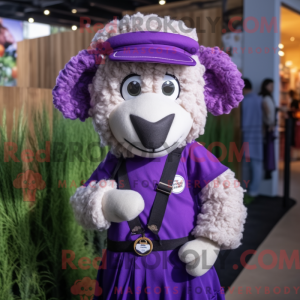 Purple Merino Sheep mascot...
