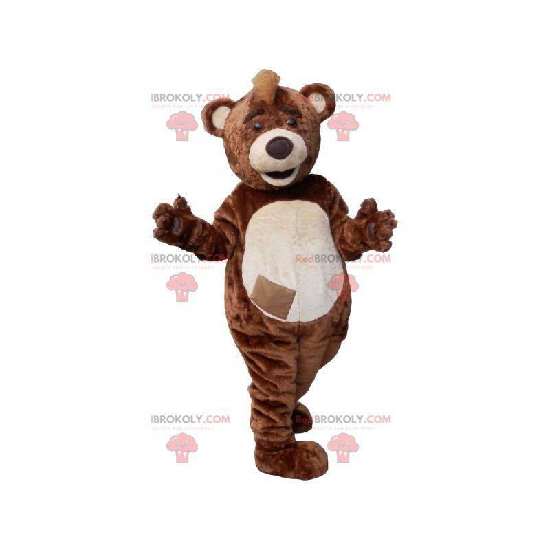Ursinho de pelúcia mascote marrom e bege - Redbrokoly.com
