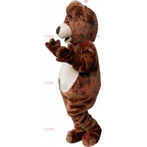 Mascotte d'ours brun et beige en peluche - Redbrokoly.com