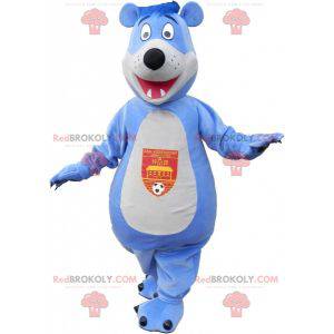 Mascota del oso de peluche azul y blanco - Redbrokoly.com