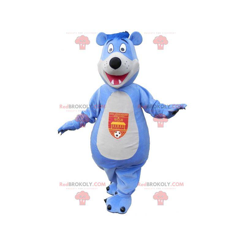 Blaues und weißes Teddybärmaskottchen - Redbrokoly.com