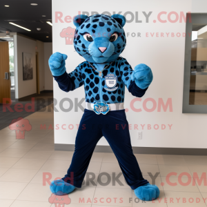 Máscara de jaguar azul com...