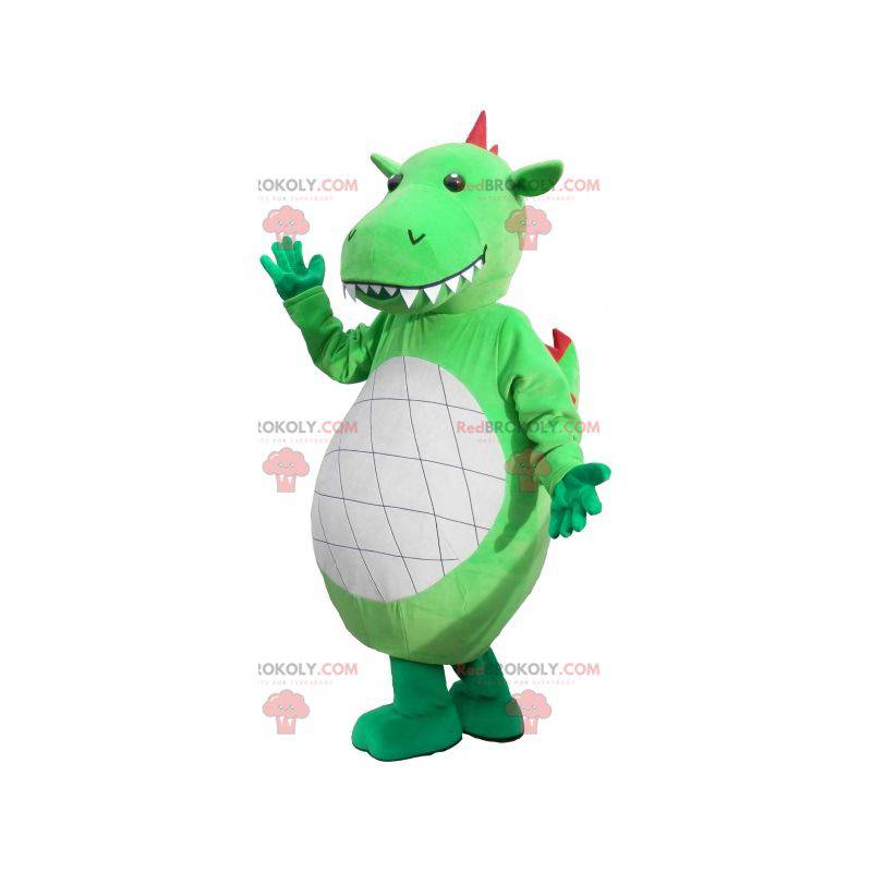 Mascota dinosaurio verde gigante e impresionante -