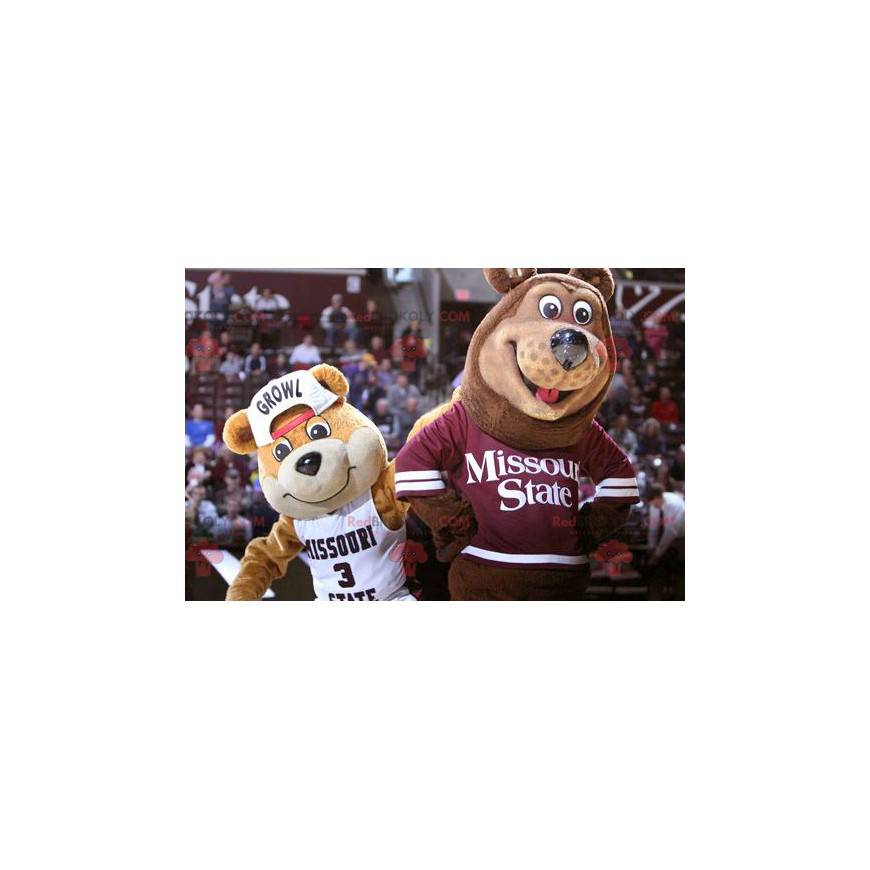 2 brown bear mascots in sportswear - Redbrokoly.com